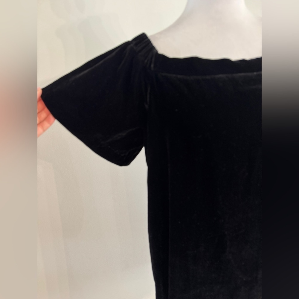 Loft Dress women’s Black Cocktail Velour Off Shoulder Short Sleeve - Picture 4 of 7